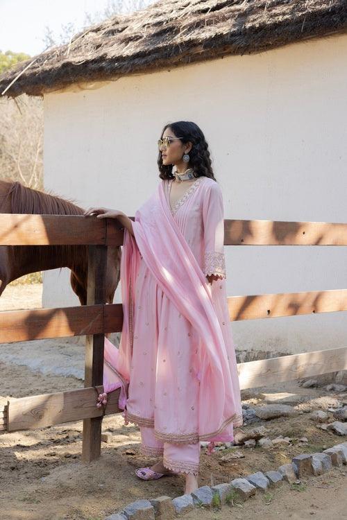 Masoom Gulaabi Alia Choga Set