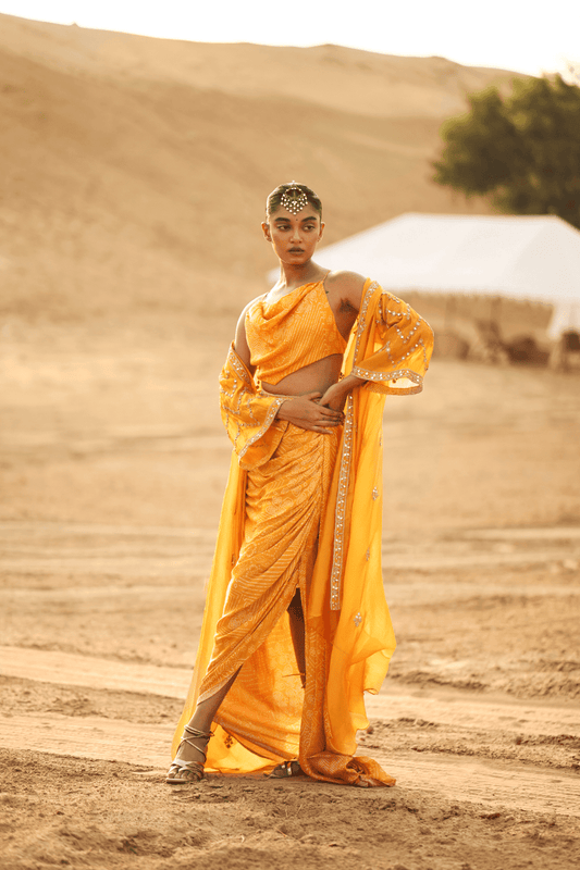 The Draped Skirt And Cowl Handkerchief Top Set