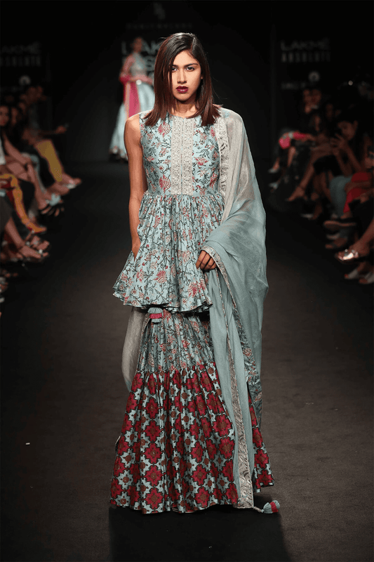 Printed Kedia With Gharara & Dupatta