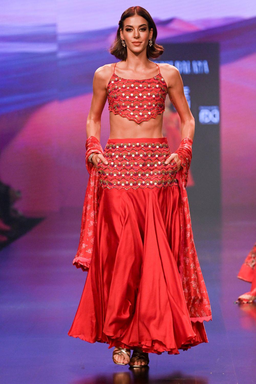 Surkh Laal Embroidered Skirt and Blouse Set