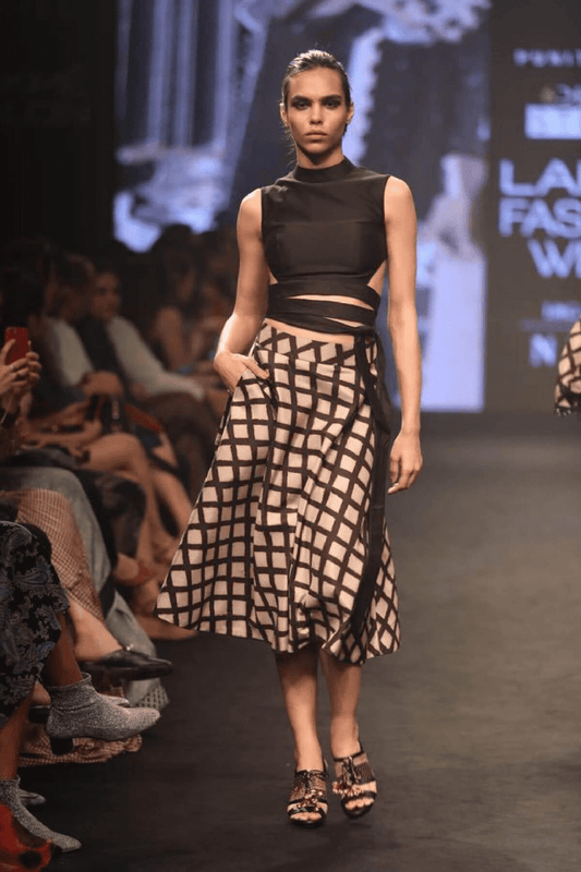 Printed Skirt With Tie Up Top