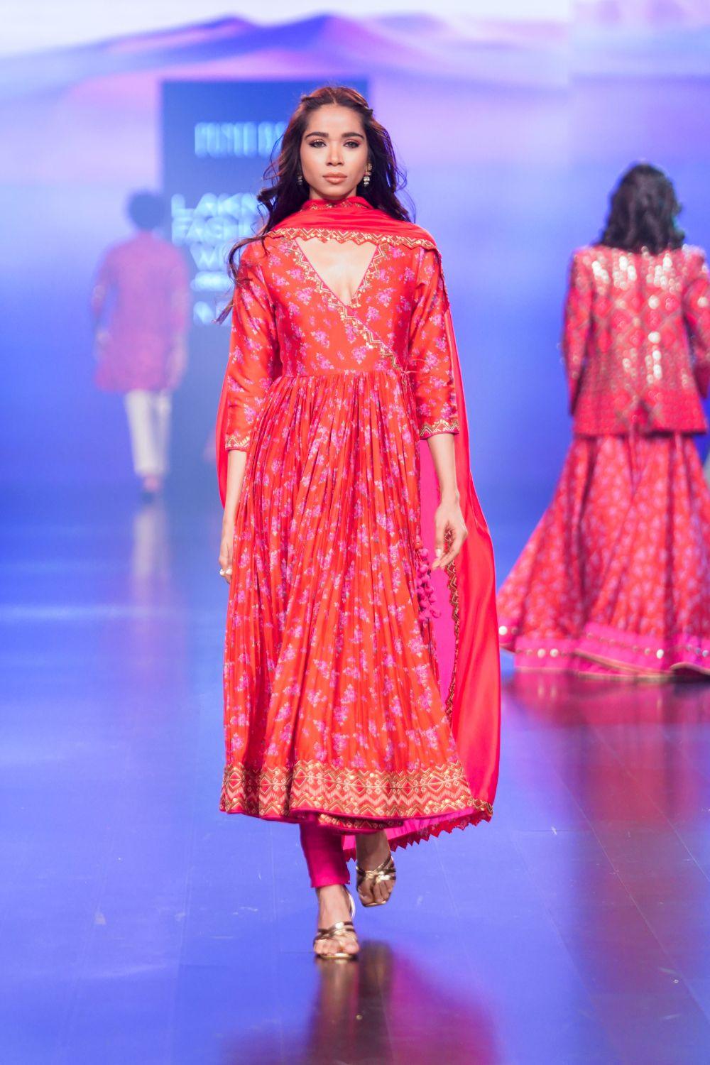 Surkh Laal Floral Anarkali Set