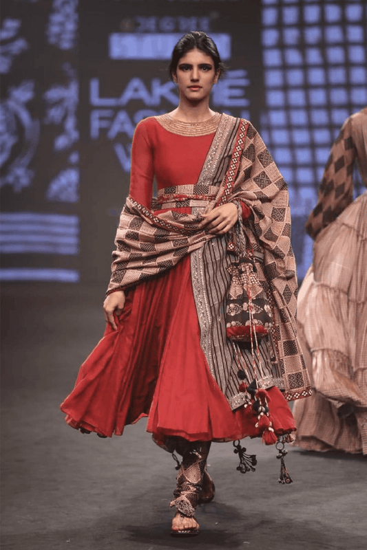 Classic Anarkali With Printed Dupatta