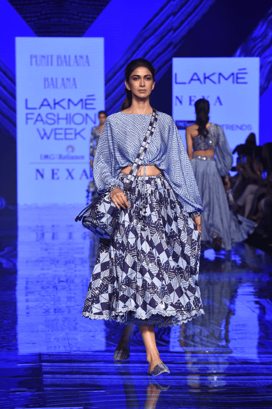 Blue Loose Top with Skirt