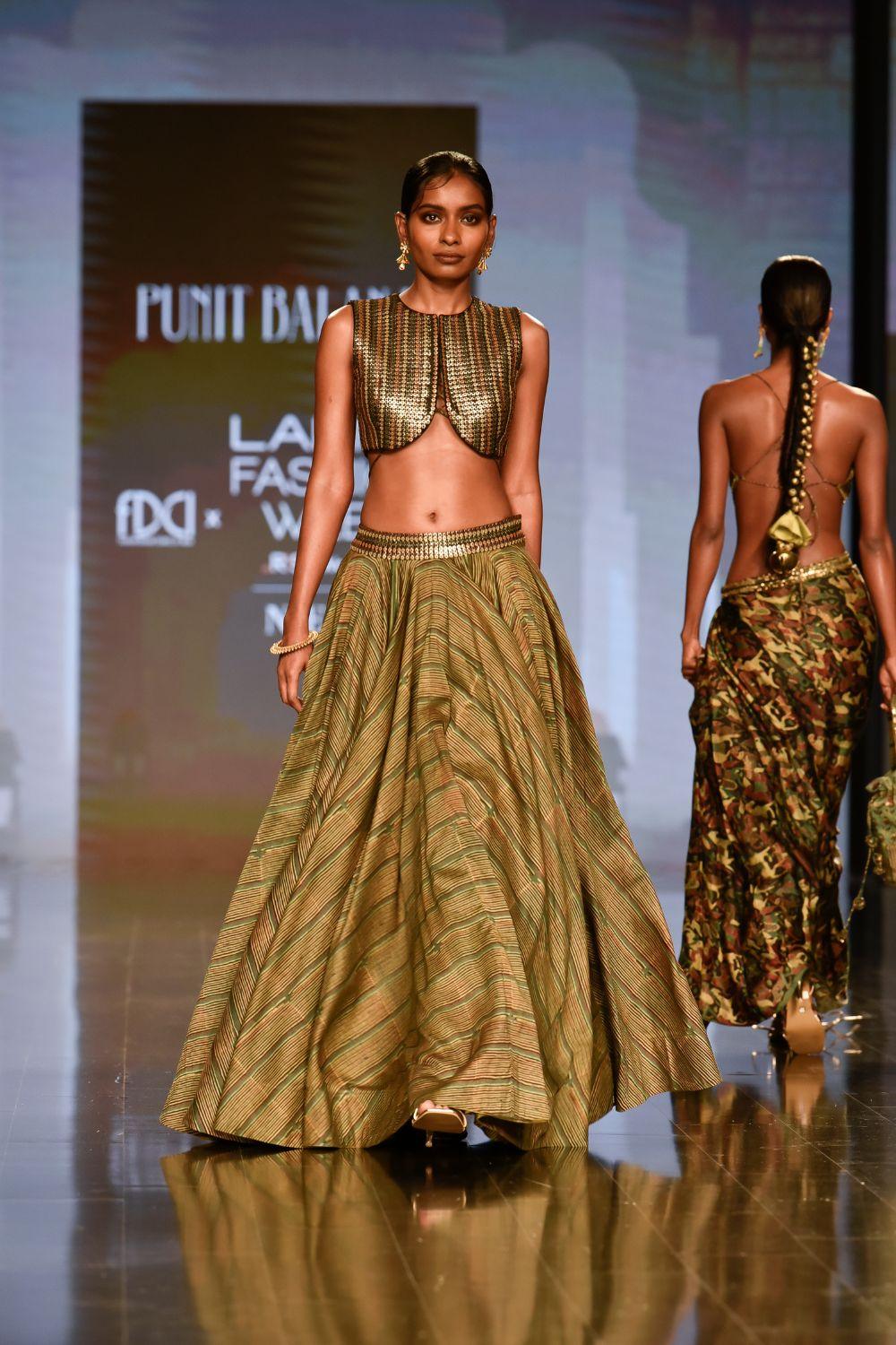 Dry Heena Green Printed Skirt and Top