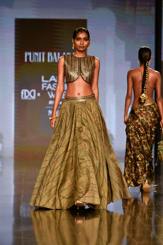 Dry Heena Green Printed Skirt and Top