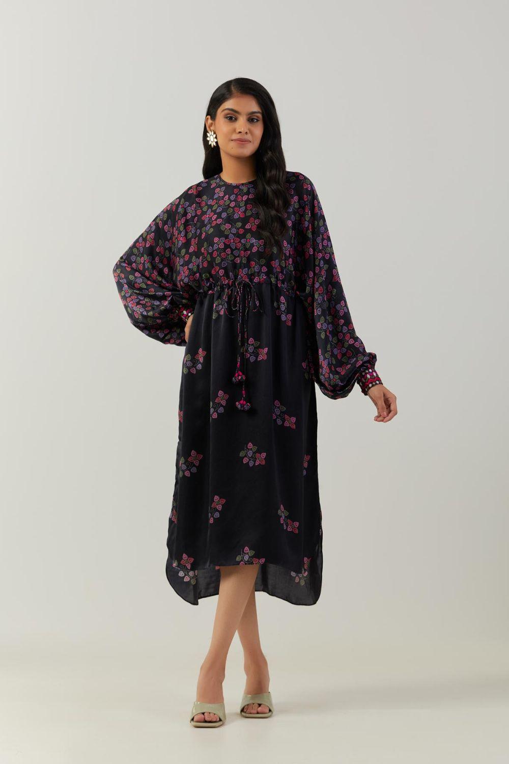 Black Printed String Tunic