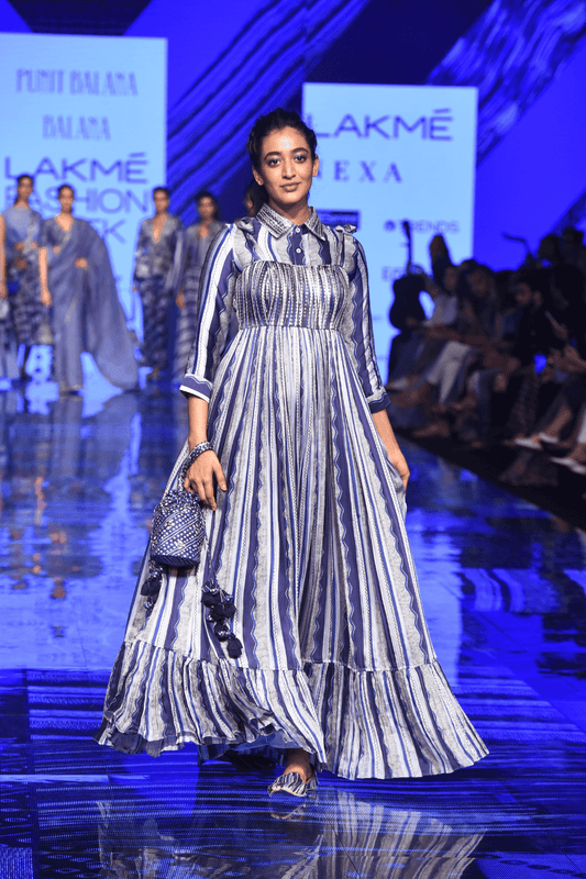 Blue Shirt With Long Dress