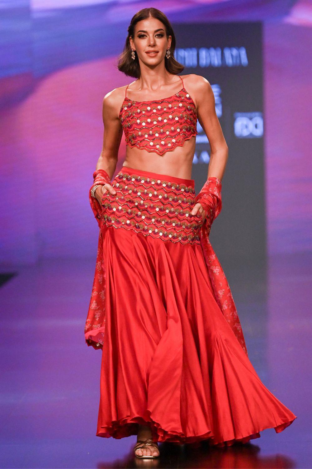 Surkh Laal Embroidered Skirt and Blouse Set