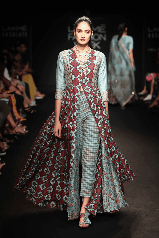 Long Front Open Anarkali With Pants