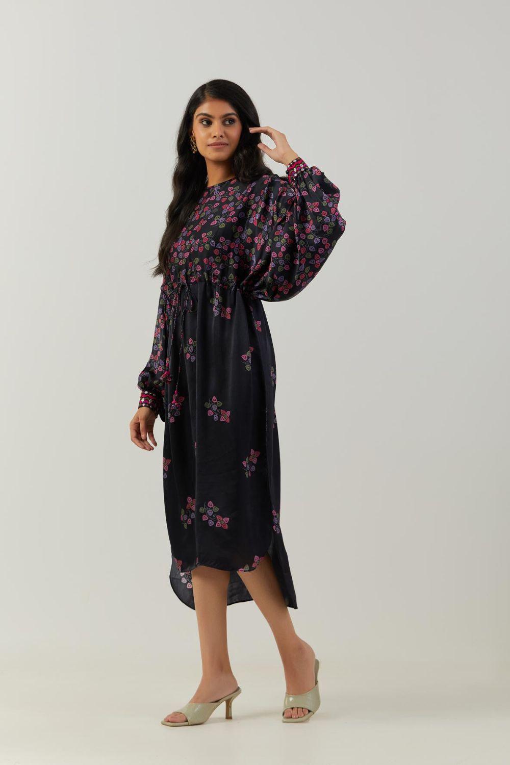 Black Printed String Tunic