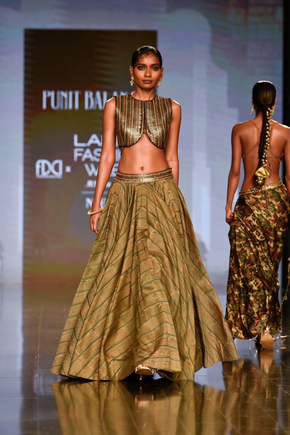 Dry Heena Green Printed Skirt and Top