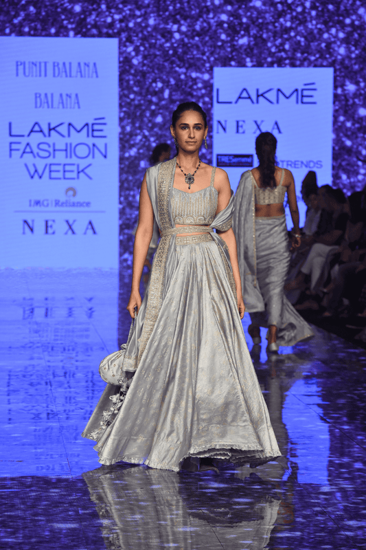 Grey Hand Work Blouse With Lehenga & Dupatta