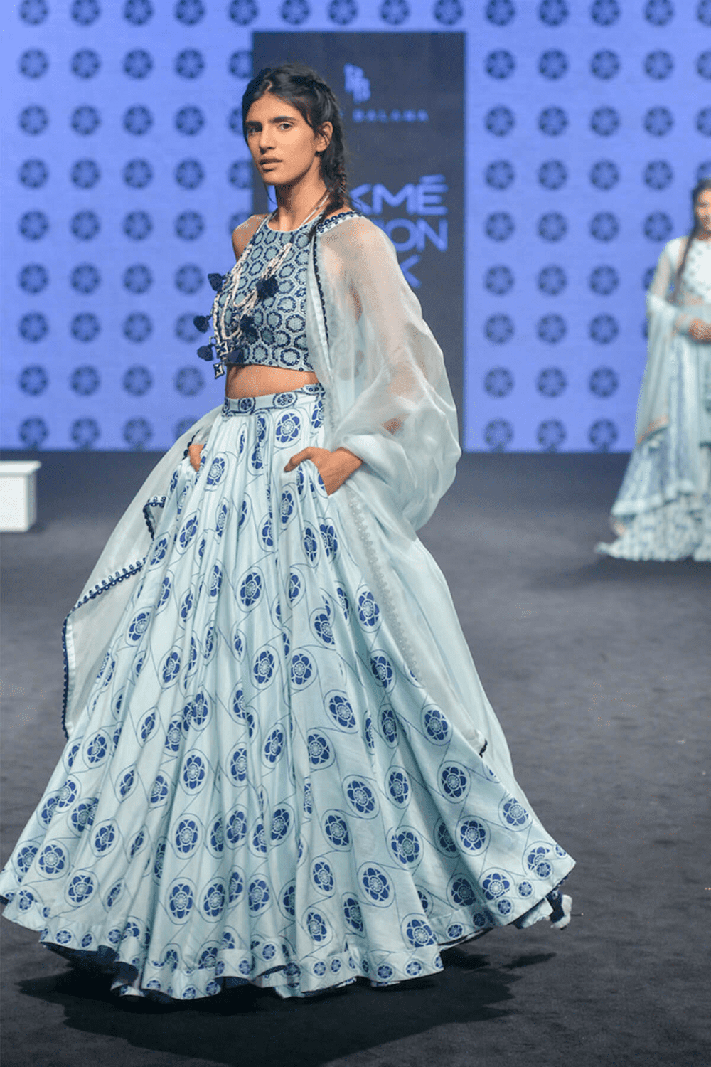 Embroidered Top With Printed Skirt & Dupatta