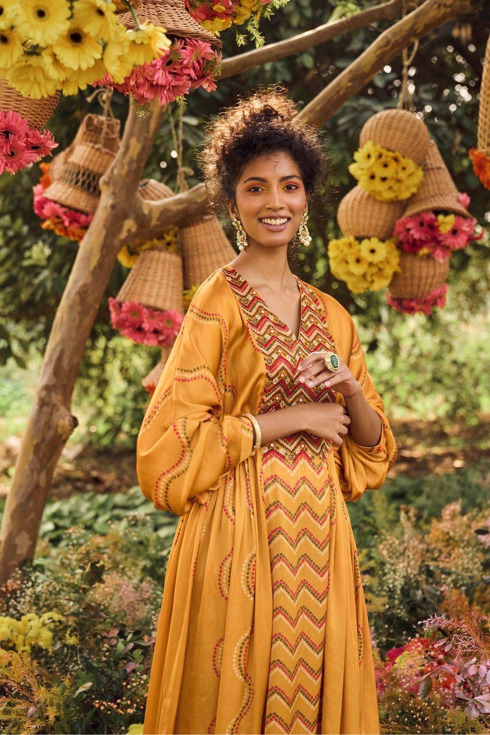Mustard Printed Dress