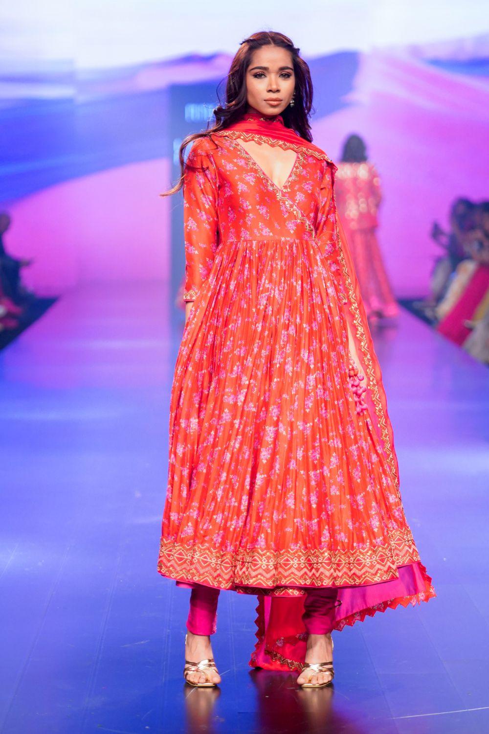 Surkh Laal Floral Anarkali Set