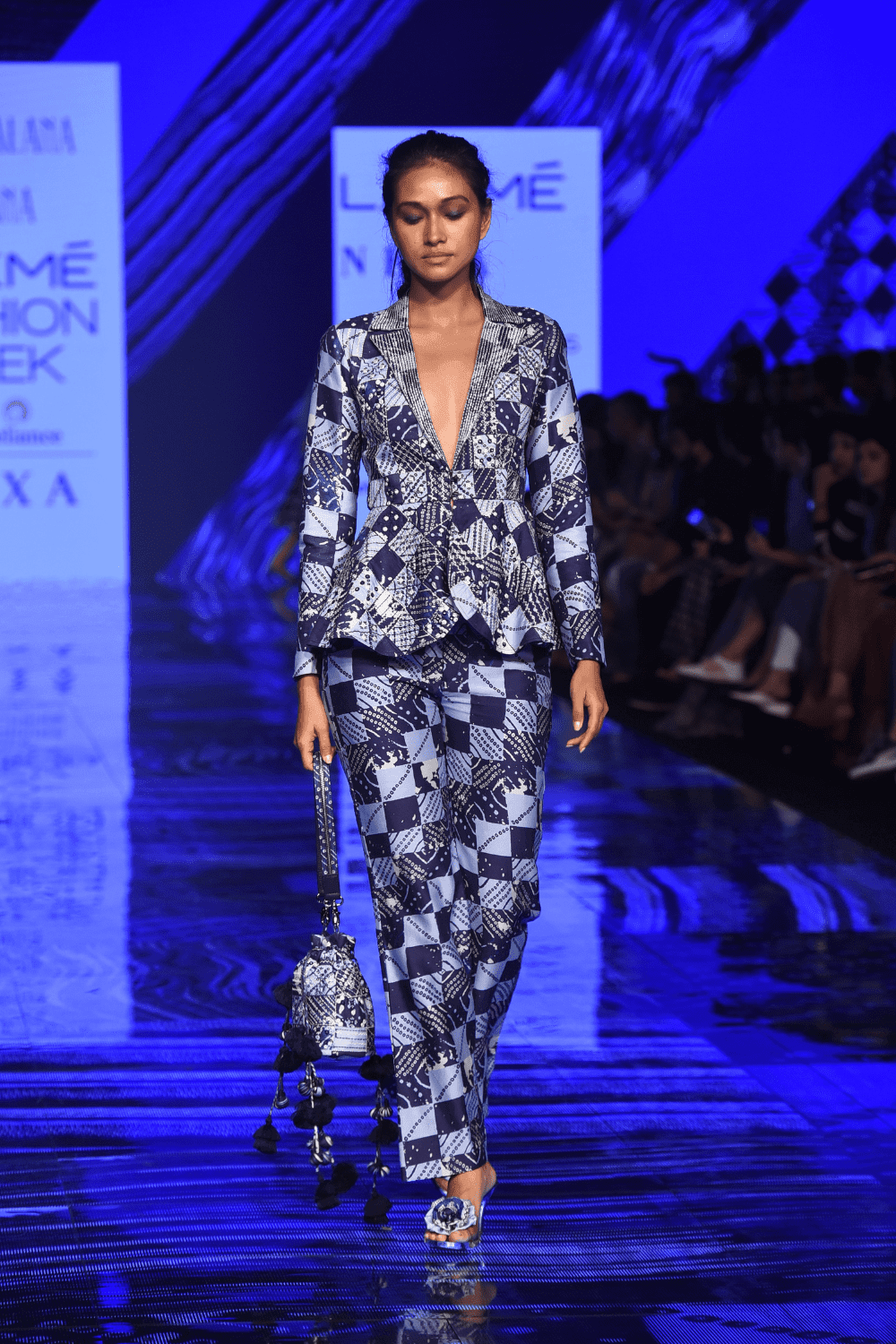 Blue Peplum Jacket With Pants