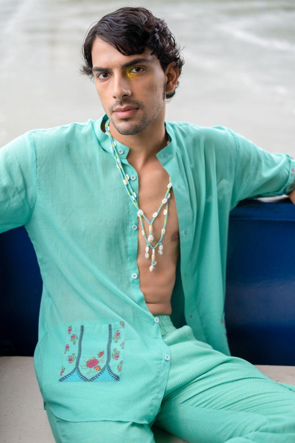 Turquoise Cotton Shirt