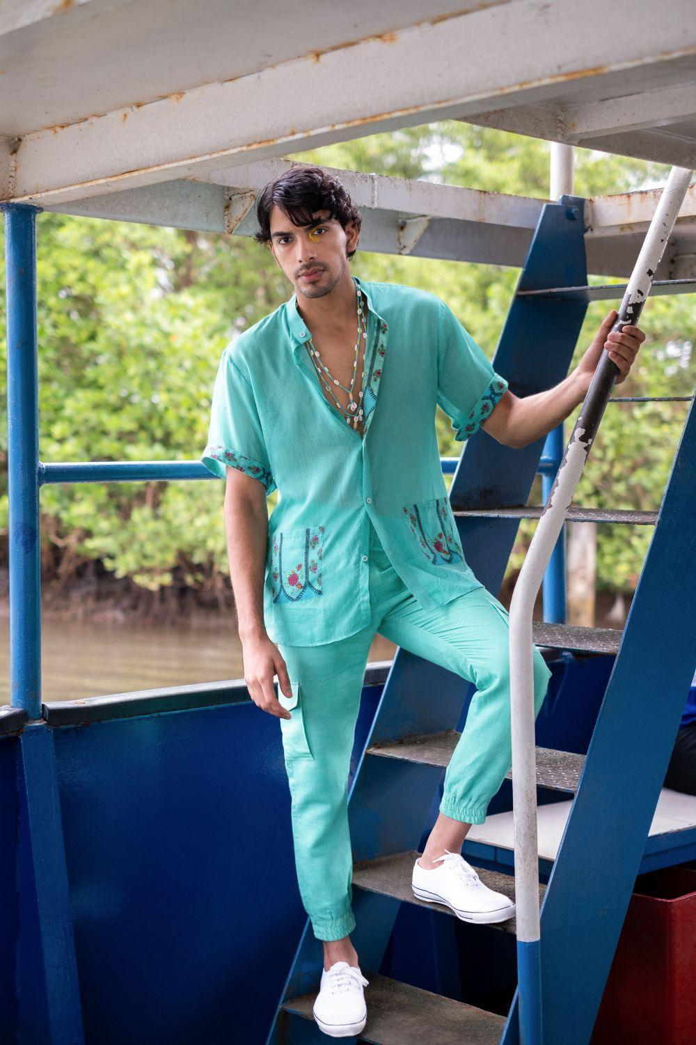 Turquoise Cotton Shirt