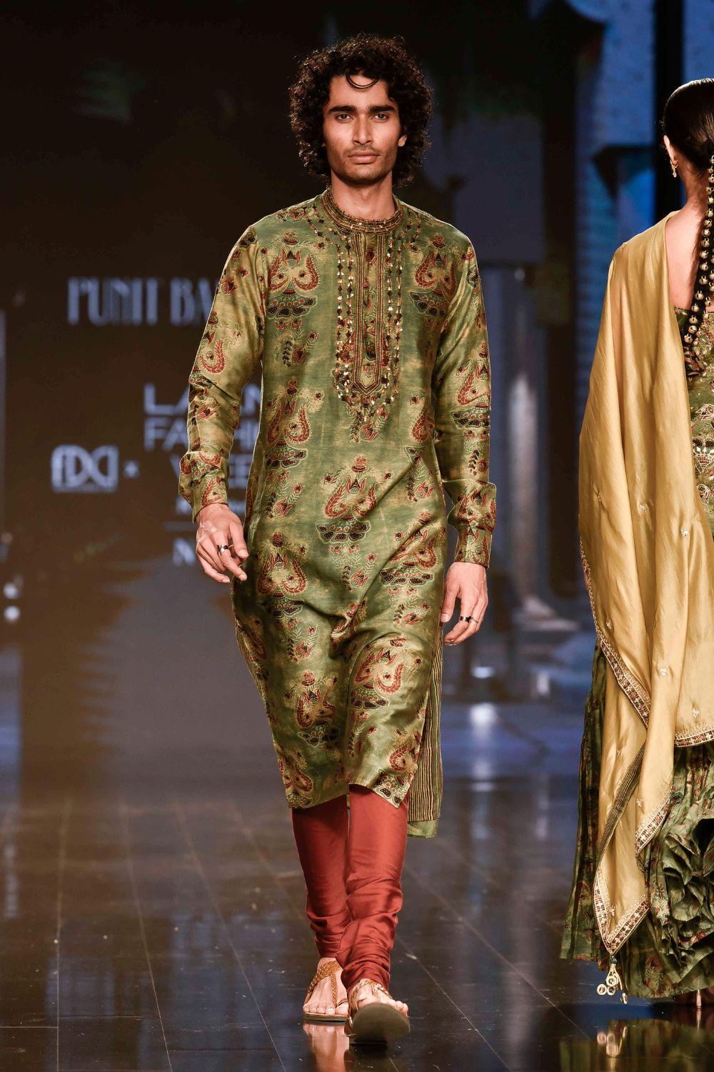 Dry Heena Green Printed Kurta With Churidar