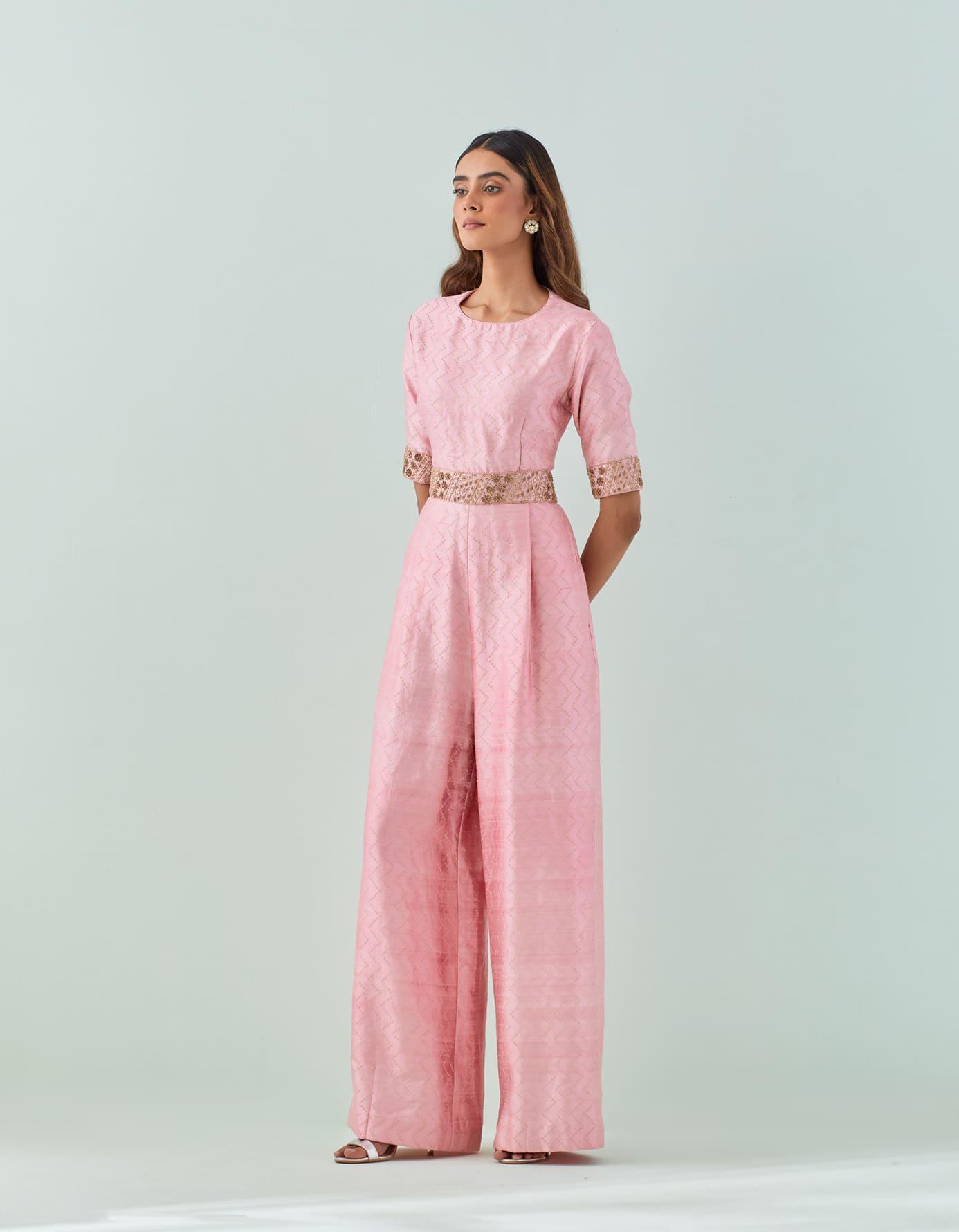 Masoom Gulaabi Banarasi Silk Jumpsuit