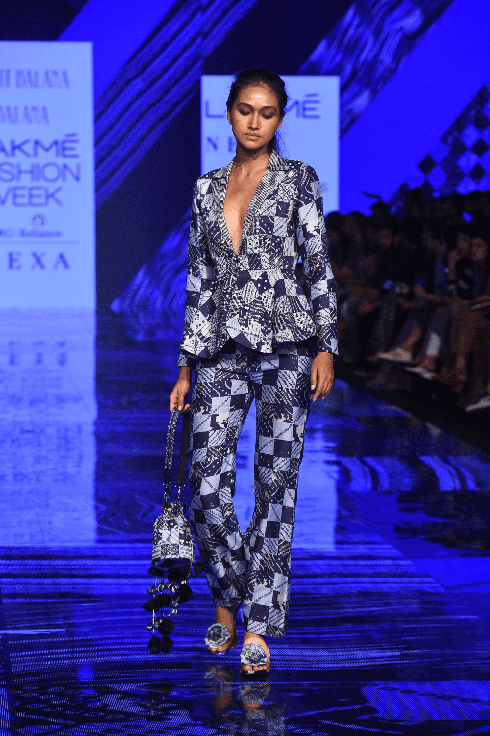 Blue Peplum Jacket With Pants