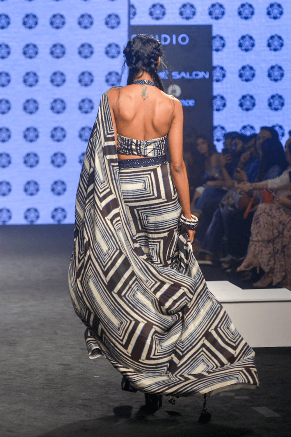 Blue Printed Draped Saree