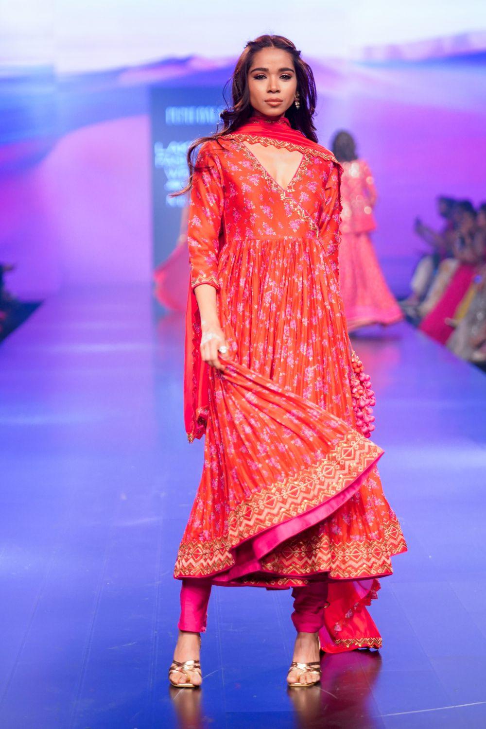 Surkh Laal Floral Anarkali Set