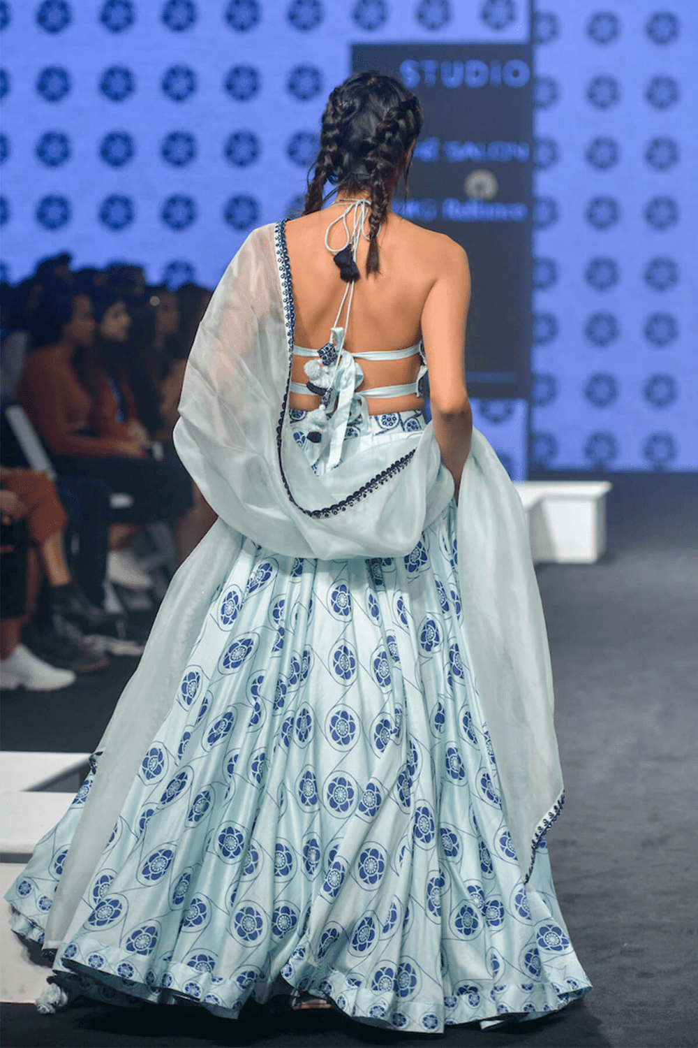 Embroidered Top With Printed Skirt & Dupatta