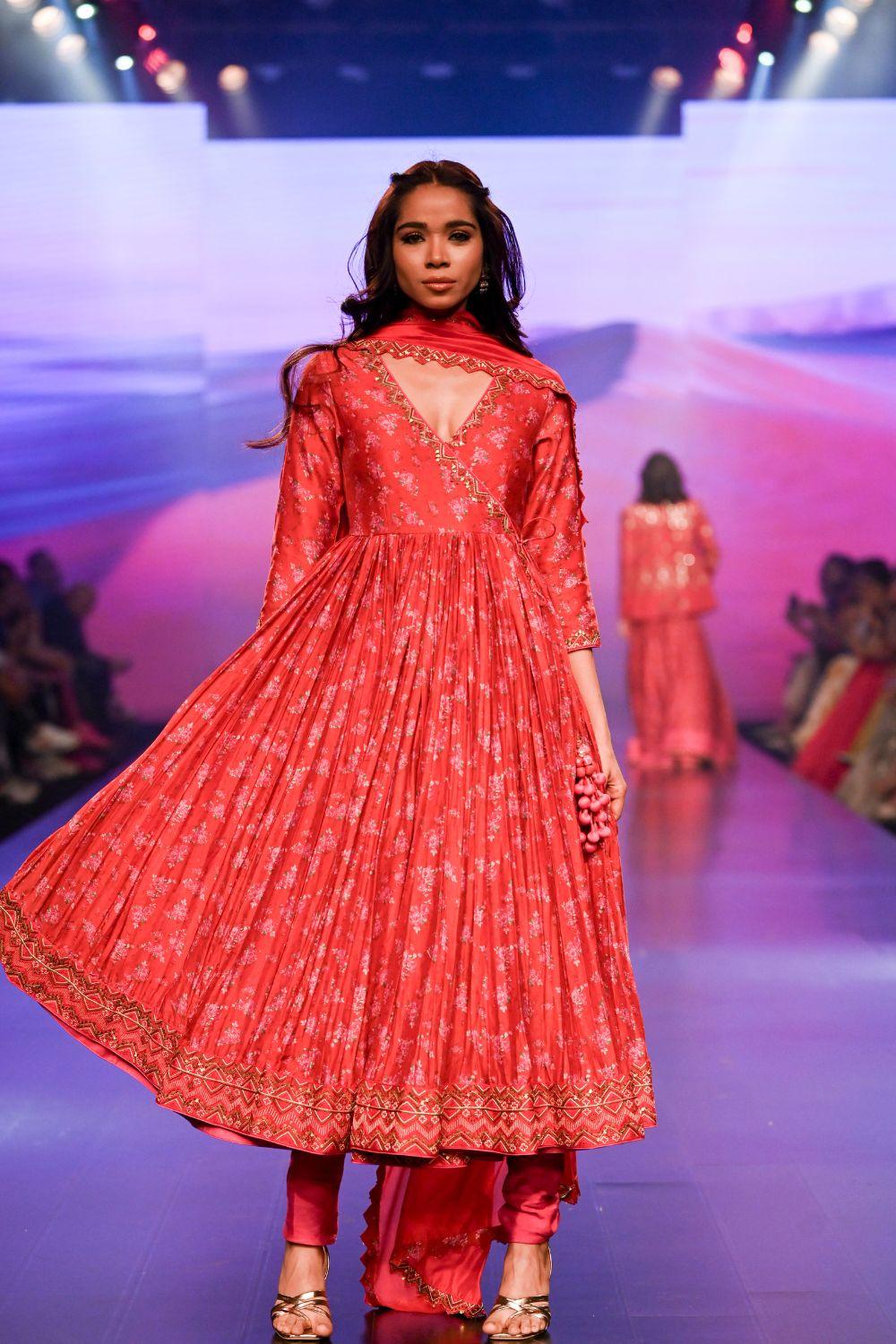 Surkh Laal Floral Anarkali Set
