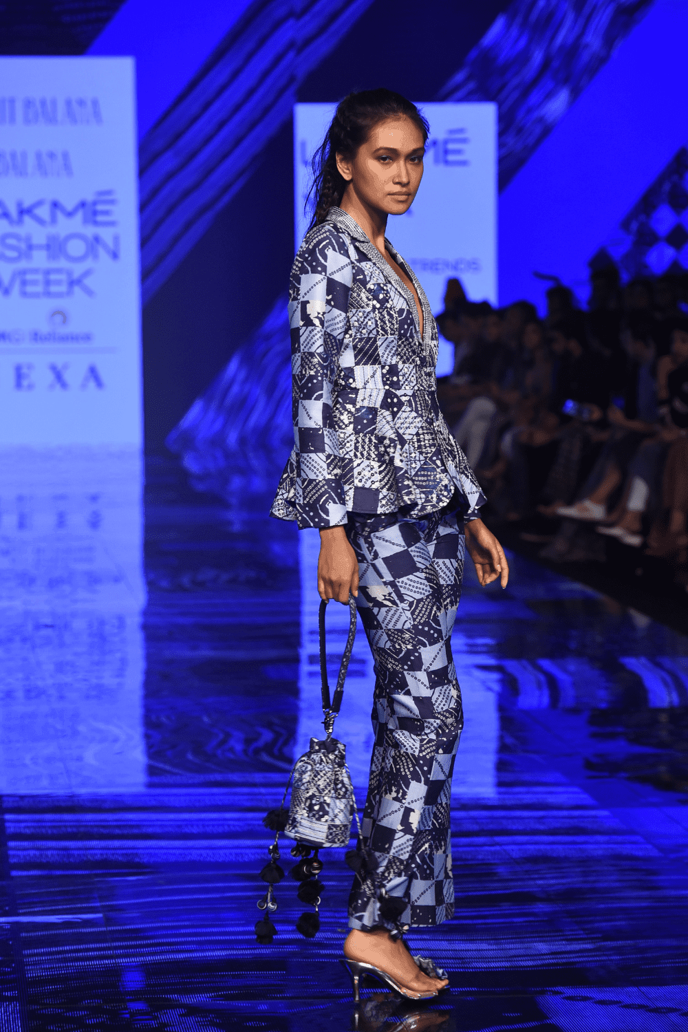 Blue Peplum Jacket With Pants