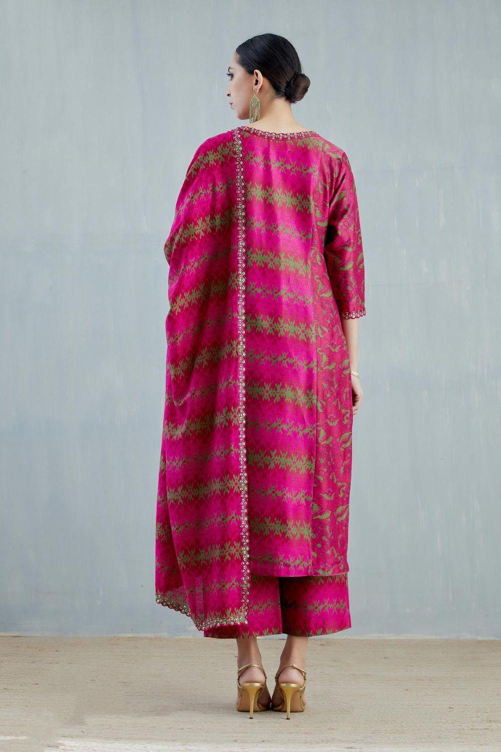 Cherry Red Silk Chanderi Kurta Set