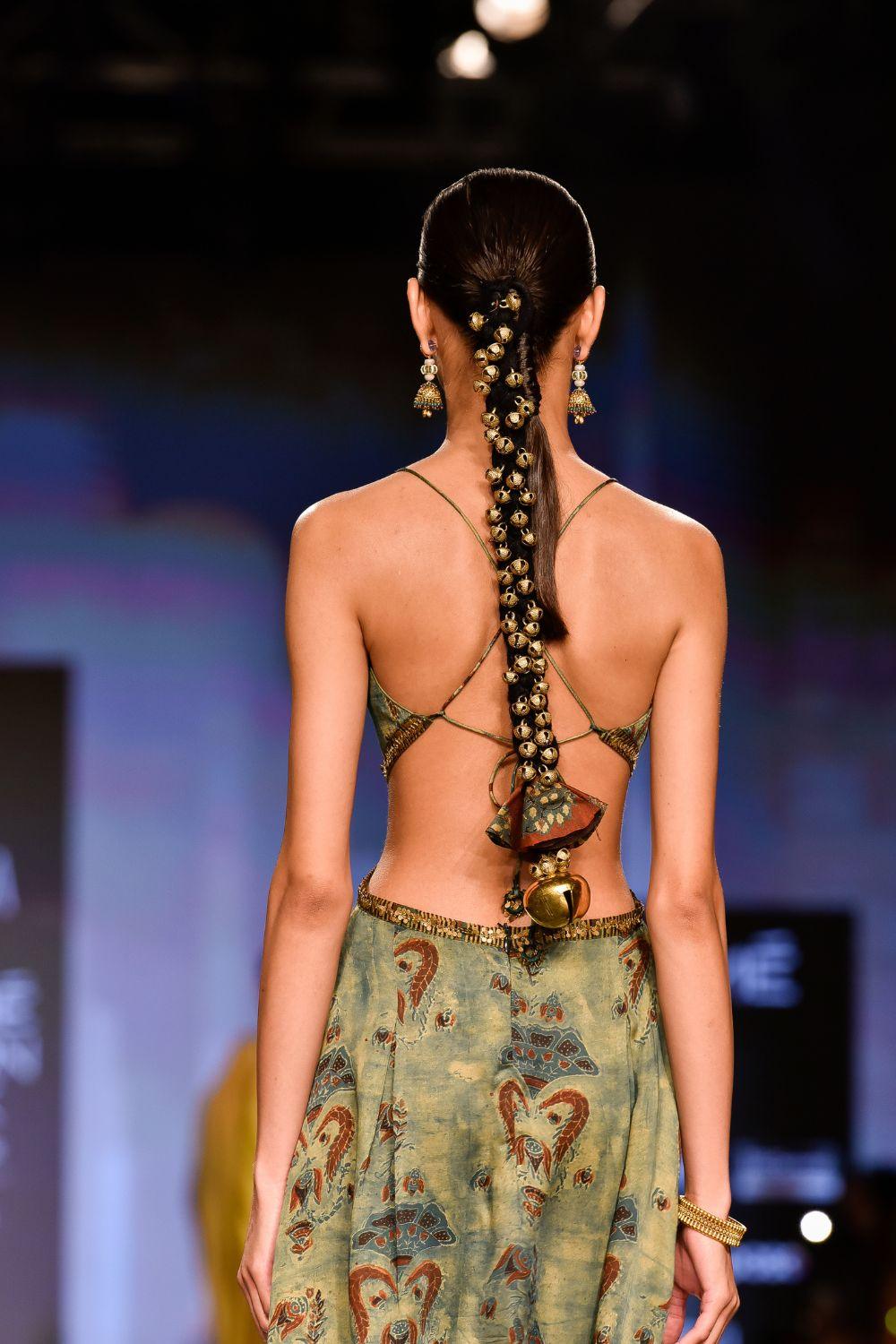 Dry Heena Green Printed Strappy Dress