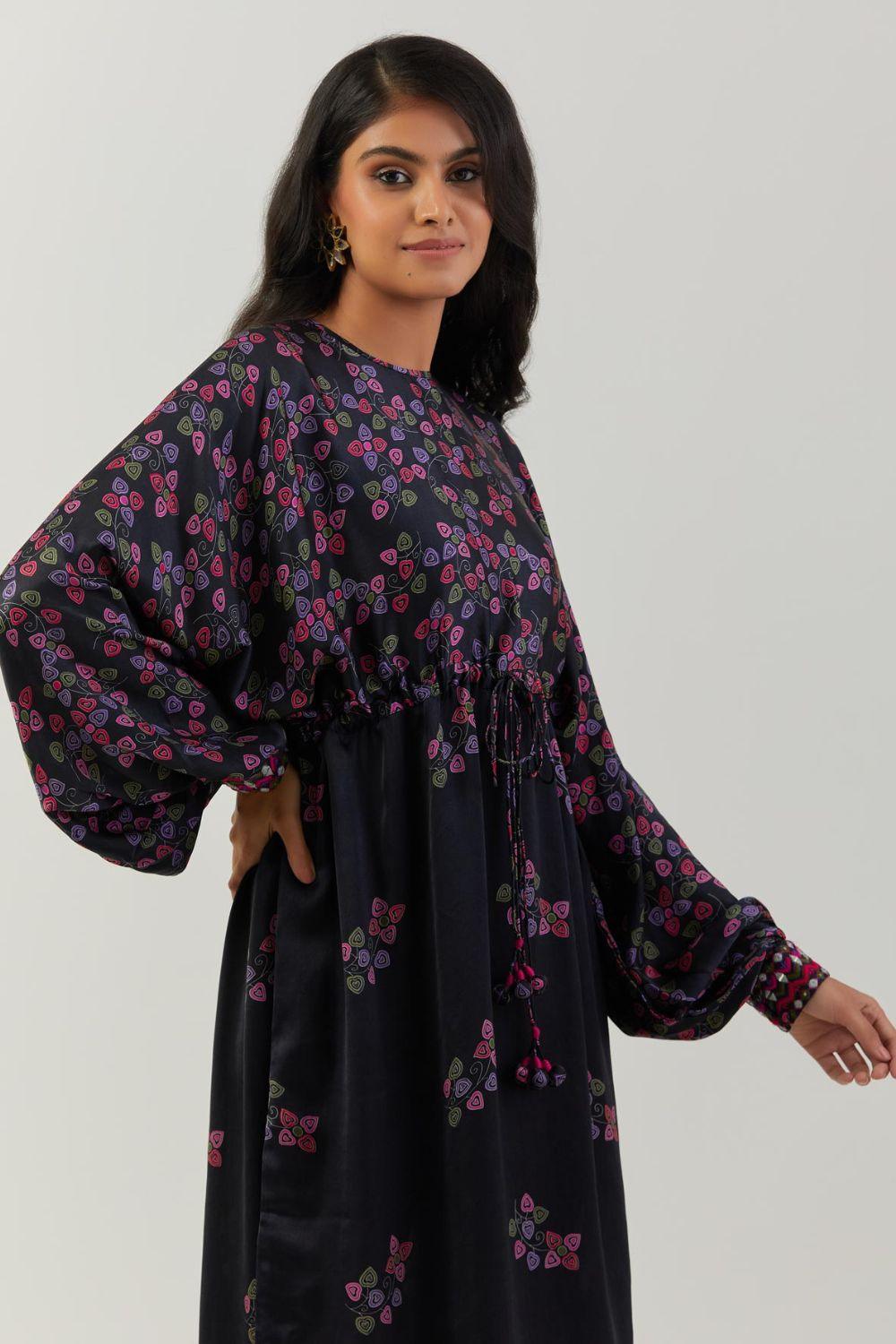 Black Printed String Tunic