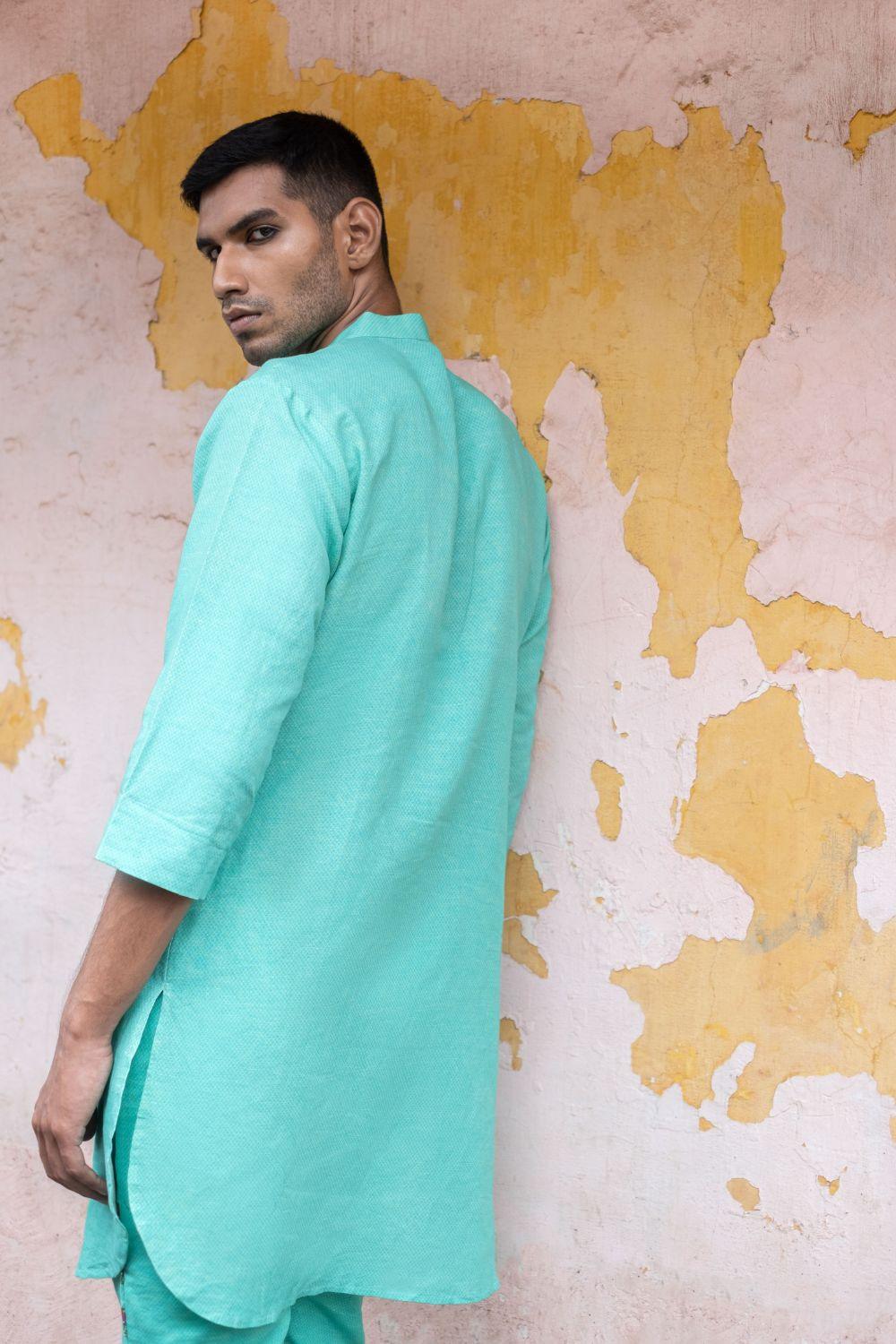 Turquoise Kurta With Pants