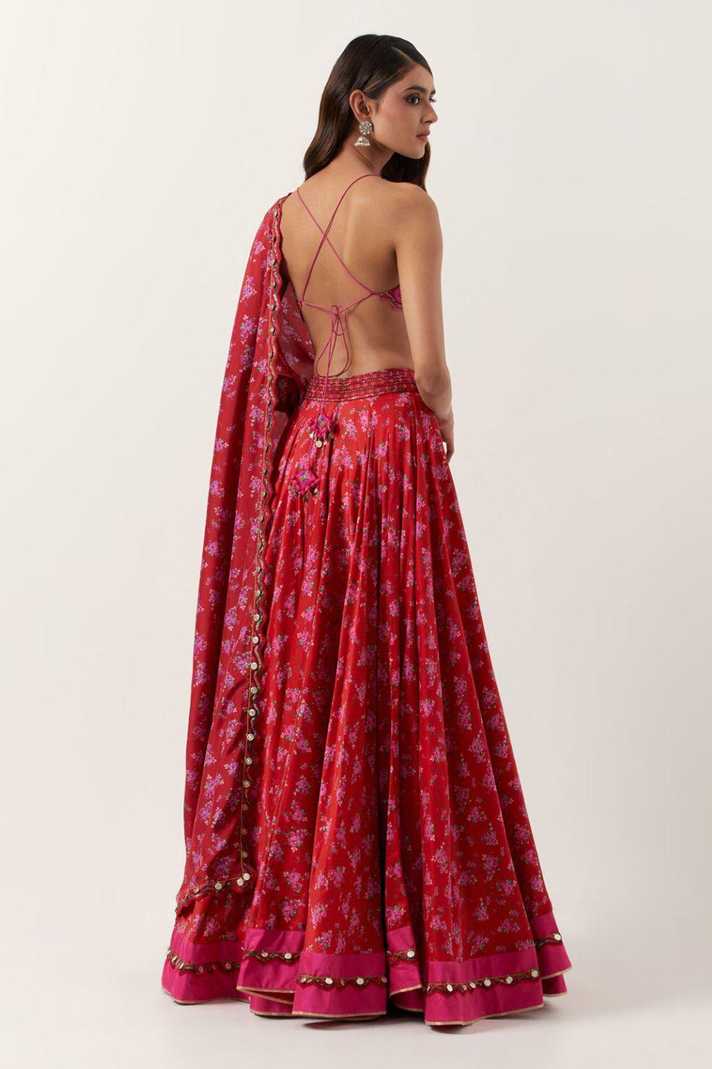 Surkh Laal Floral Lehenga Set