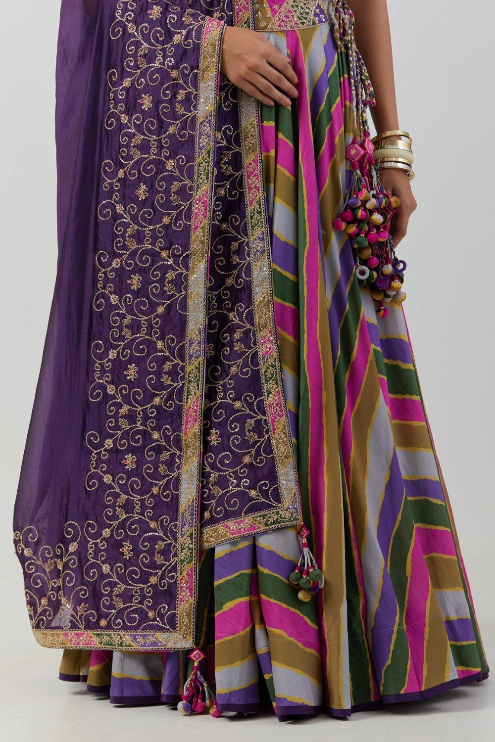 Grey & Purple Lehenga With Heavy Dupatta
