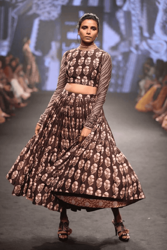 Printed Skirt With Full Sleeve Blouse