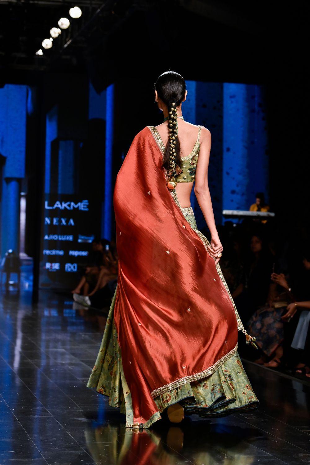 Dry Heena Green Printed Lehenga Set