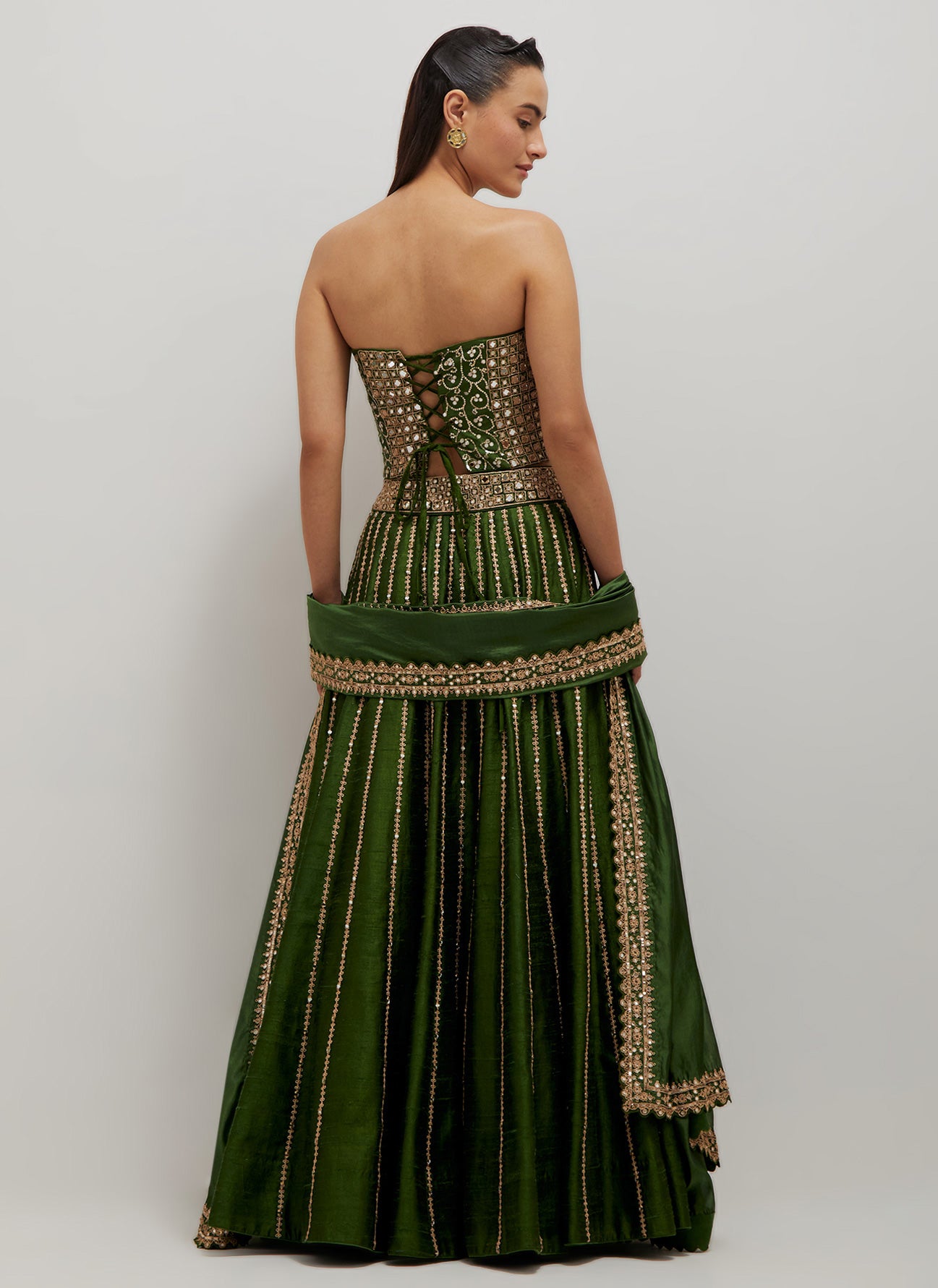 Kaccha Aam Corset Lehenga Set