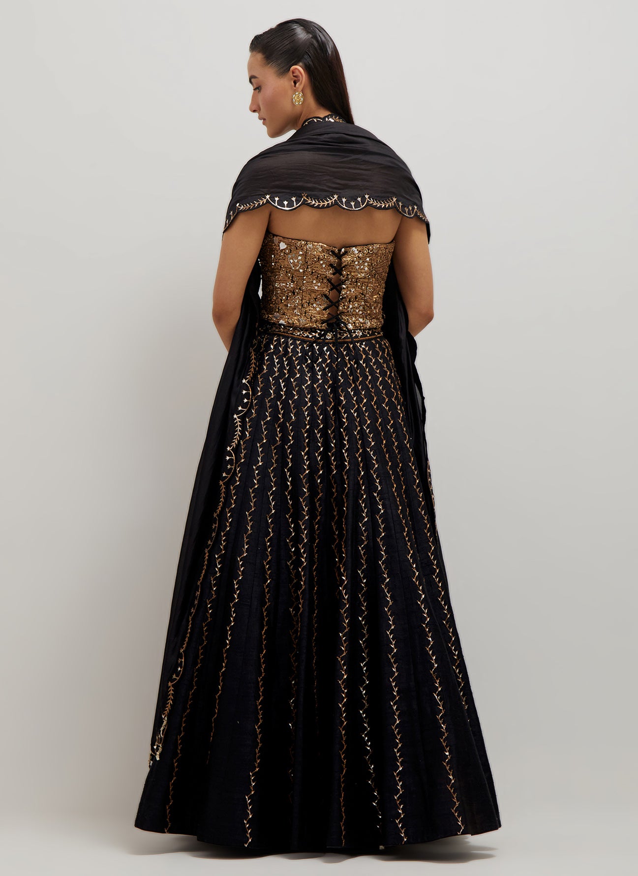 Black Corset Lehenga Set