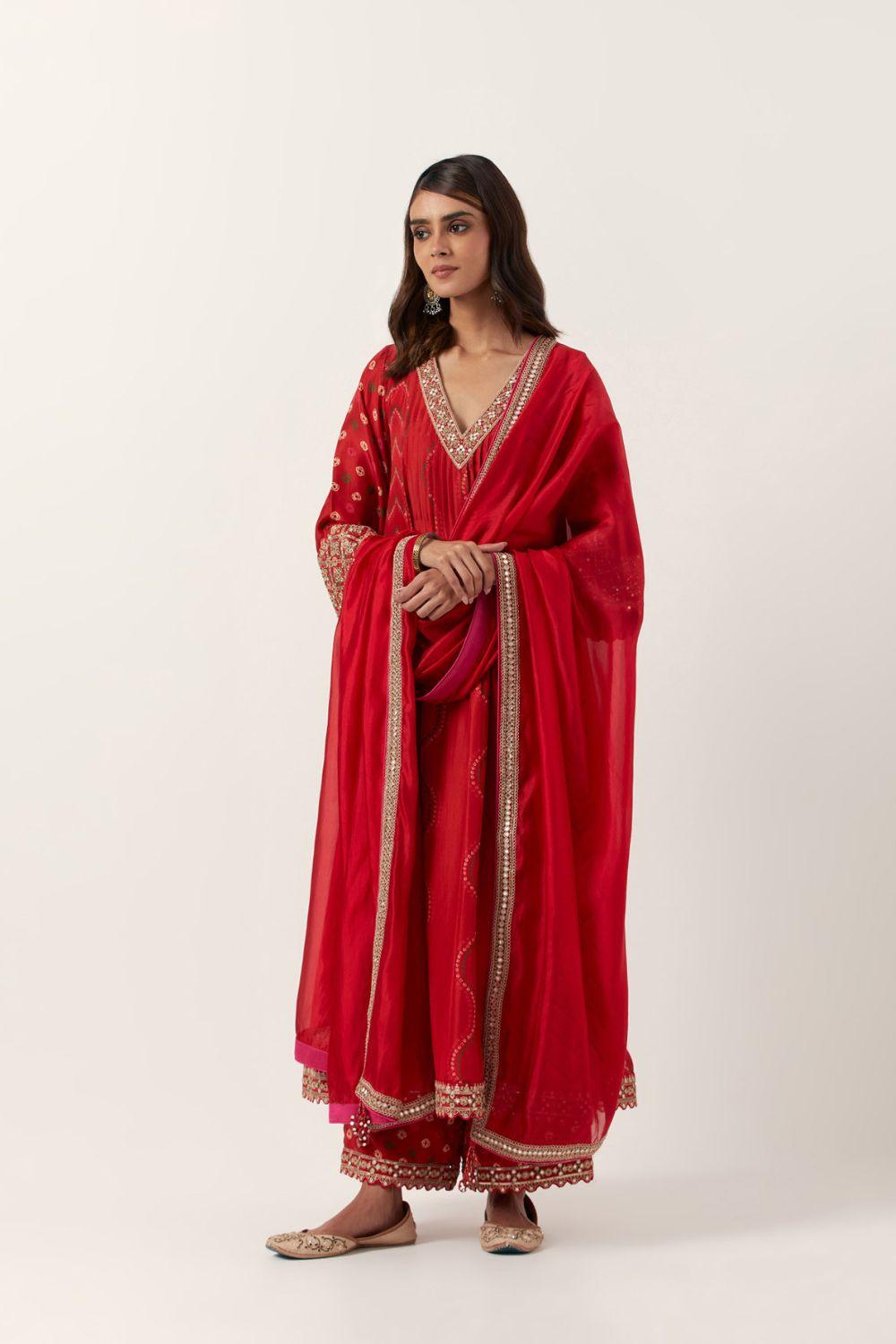 Classic V Neck Anarkali Kurta Set