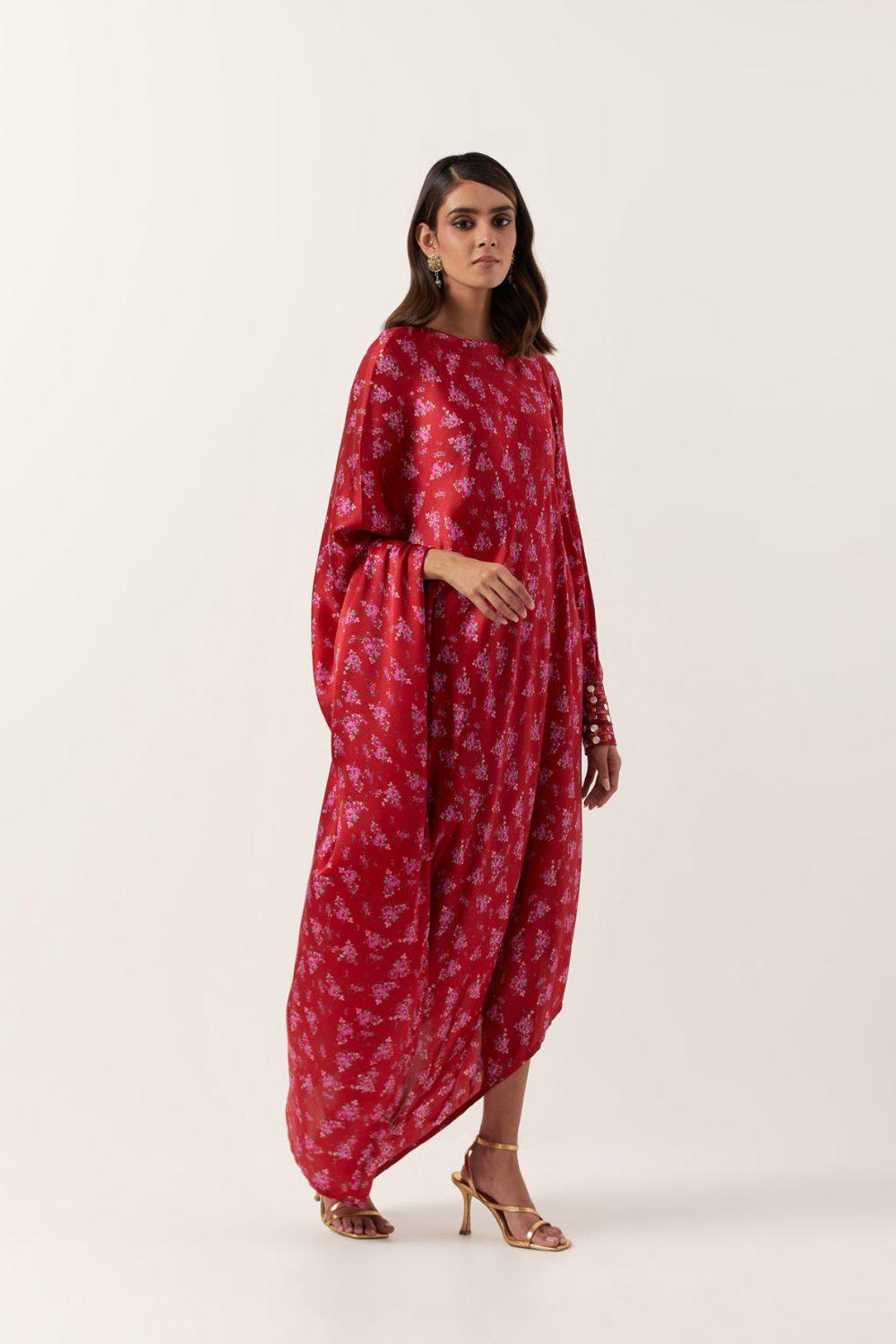 Surkh Laal Floral One Sleeve Dress