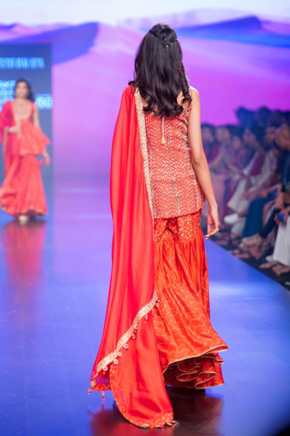 Surkh laal Short Kurti and Gharara Set