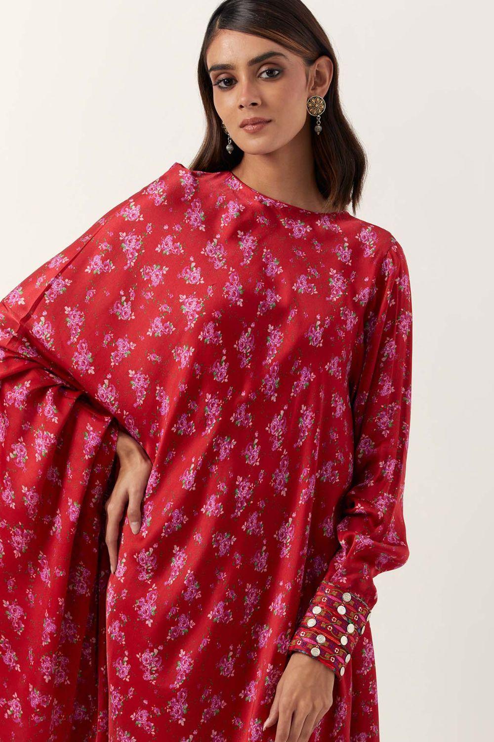 Surkh Laal Floral One Sleeve Dress
