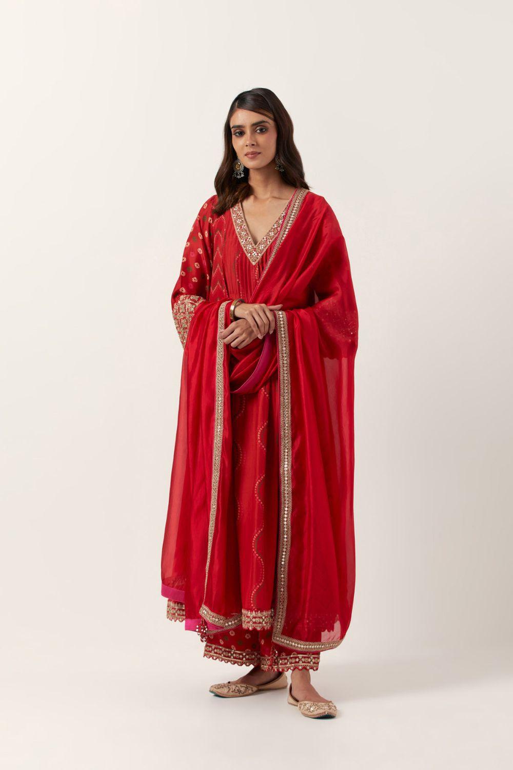 Classic V Neck Anarkali Kurta Set
