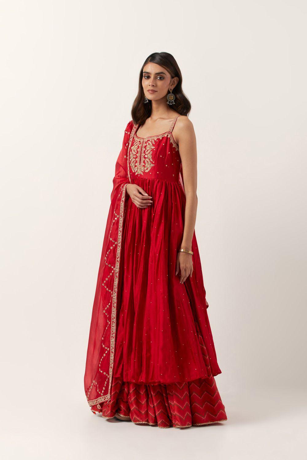 Surkh Laal Strappy Anarkali Set