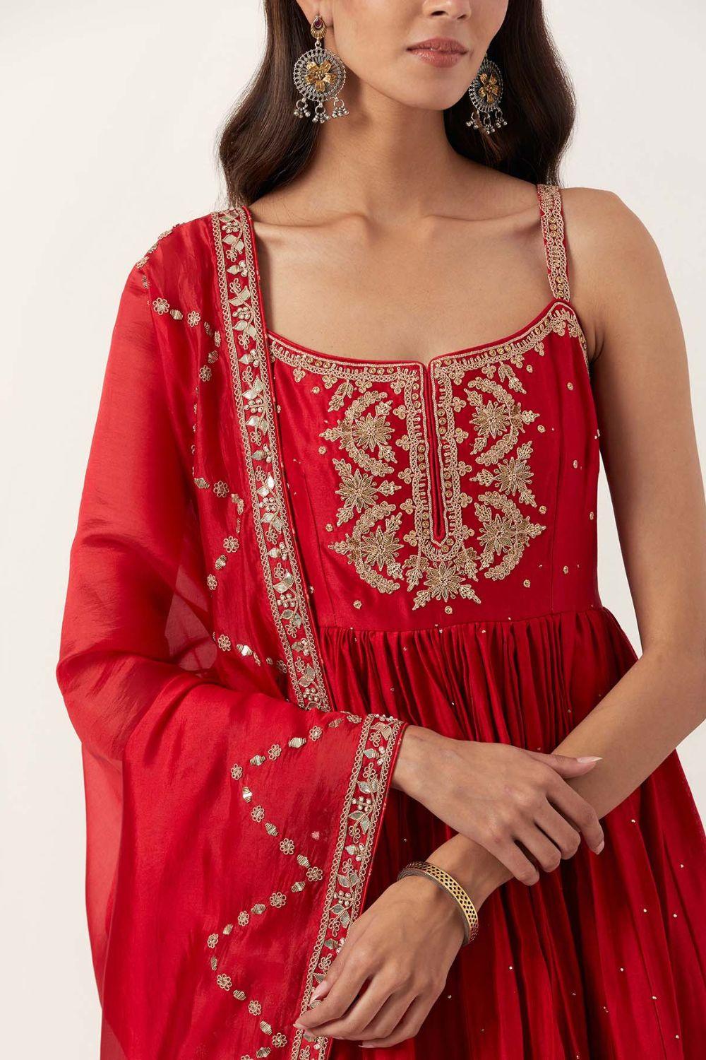 Surkh Laal Strappy Anarkali Set