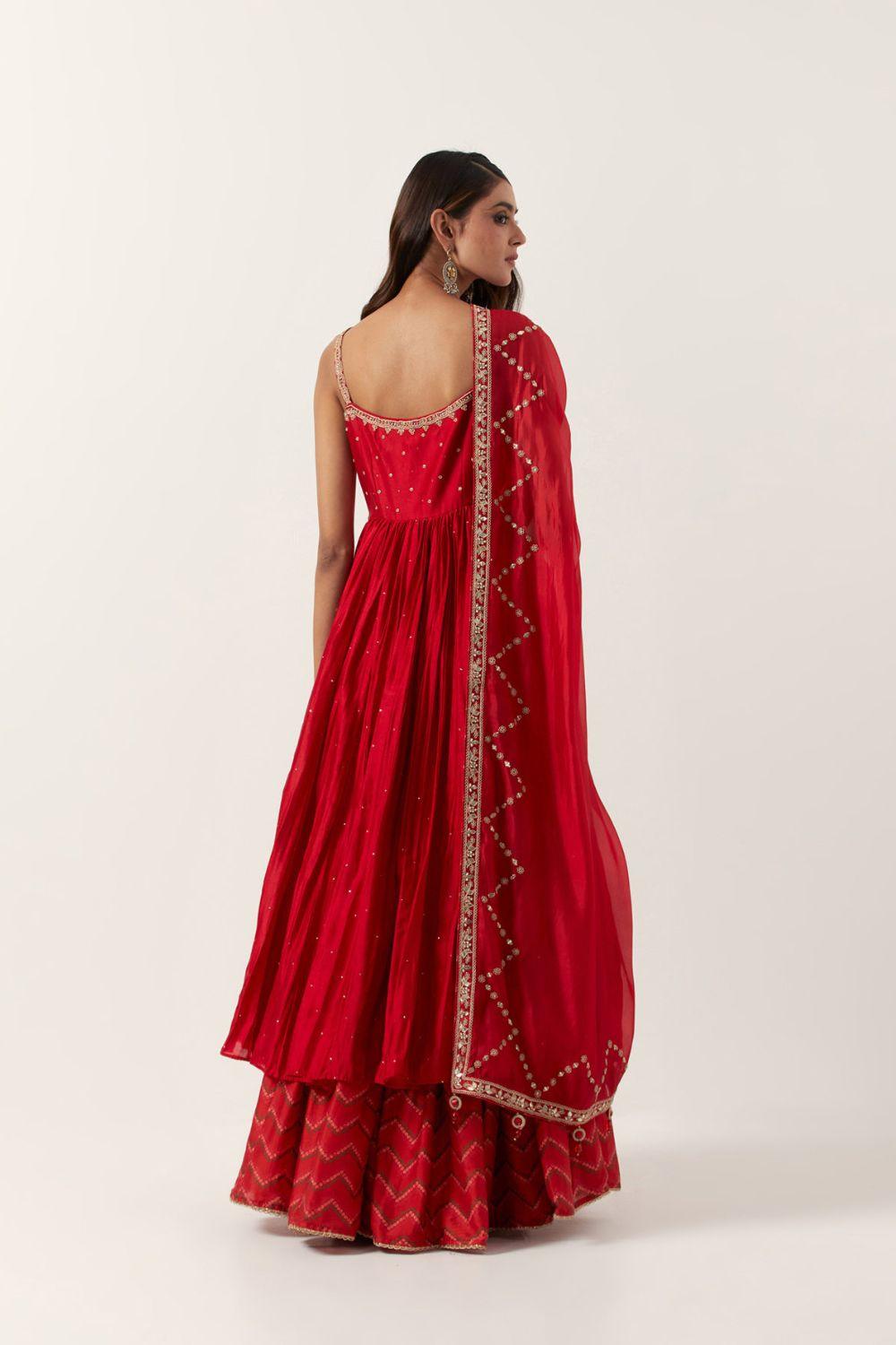 Surkh Laal Strappy Anarkali Set