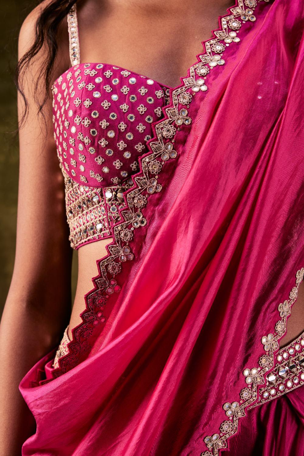 Rani Pink Sharara Paired With Bralette Set